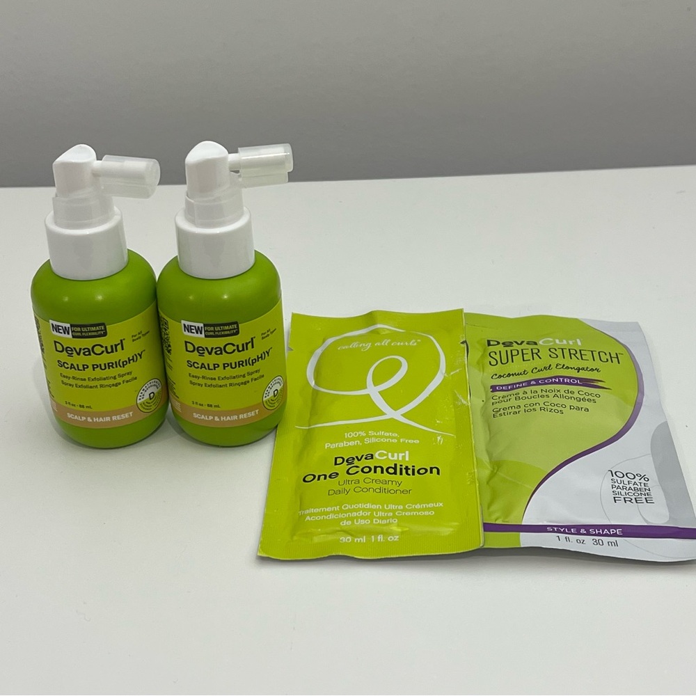 DevaCurl Scalp PURI(pH)Y Spray 3oz Lot of 2 + Conditioner Packets